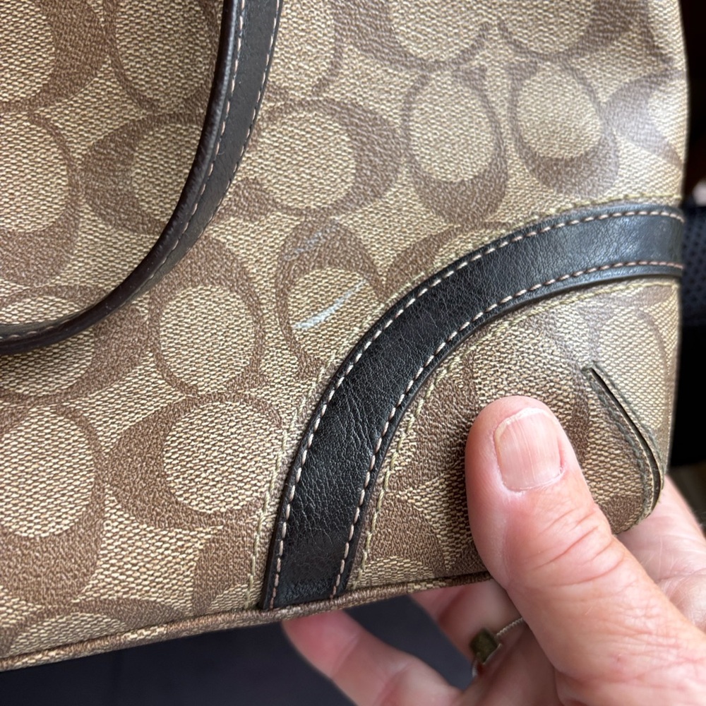Coach Tan and Black Signature Tote - Picture 8 of 9